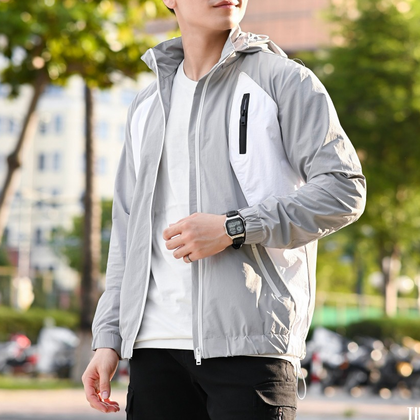 Áo khoác COLOUR BLOCK JACKET vải Cotton, form Regular - THE GMEN ELEGANT EST 2017