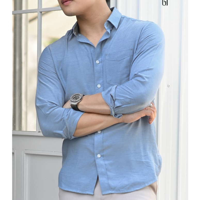 Sơ mi dài tay S23 EAZY SHIRT vải oxford co giãn, form Slimfit - THE GMEN ELEGANT EST 2017