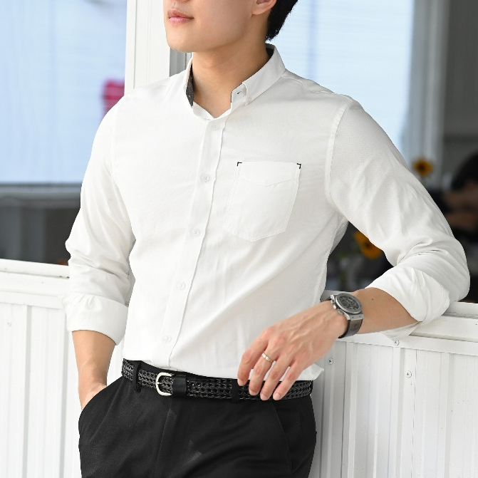 Sơ mi dài tay S23 EAZY SHIRT vải oxford co giãn, form Slimfit - THE GMEN ELEGANT EST 2017