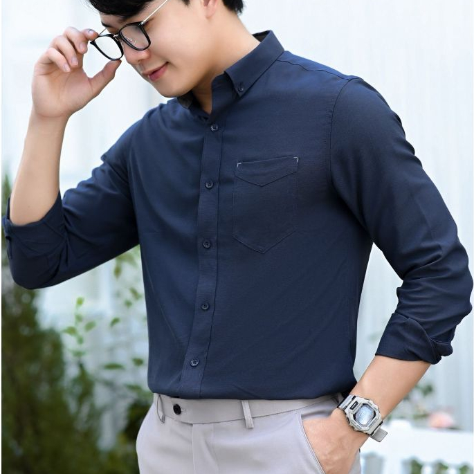 Sơ mi dài tay S23 EAZY SHIRT vải oxford co giãn, form Slimfit - THE GMEN ELEGANT EST 2017