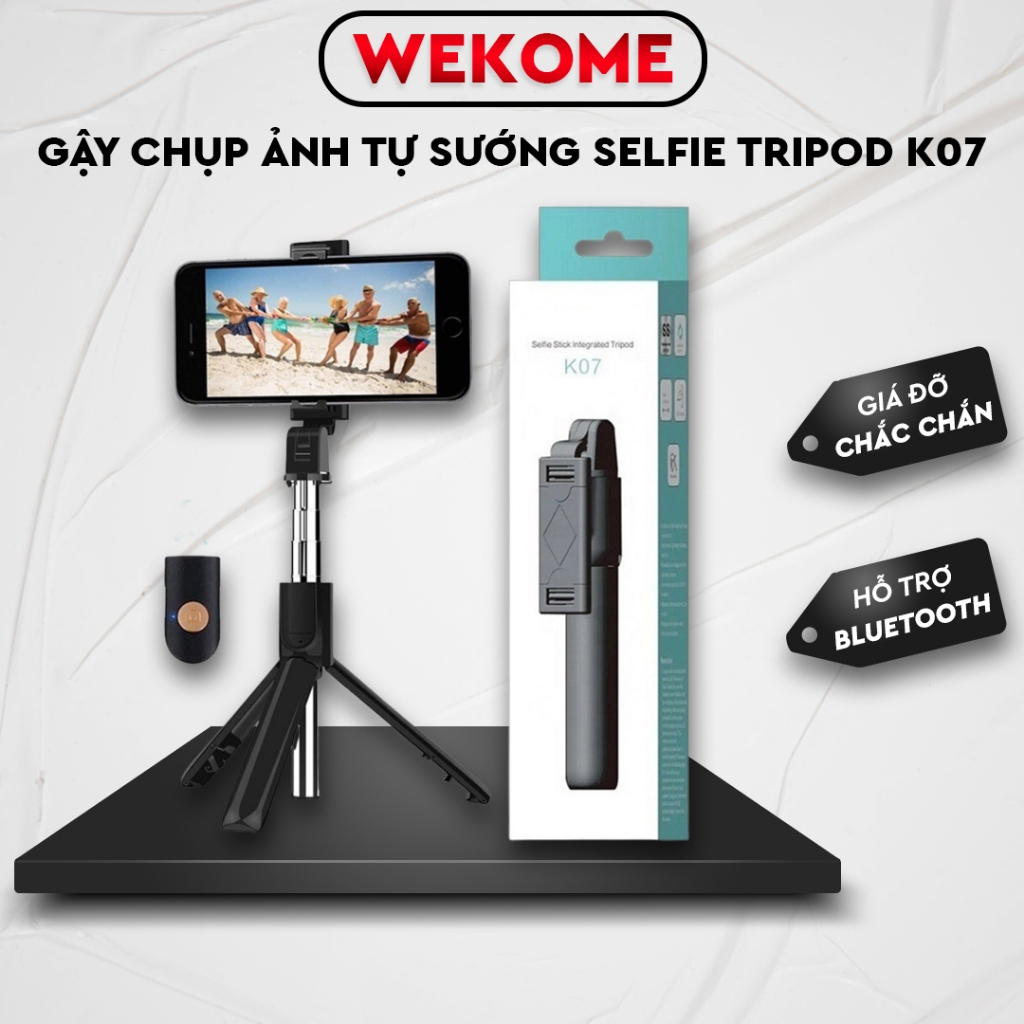 Gậy Chụp Ảnh Tự Sướng Selfie Tripod K07 Wokome,có Bluetooth giá đỡ 3 chân chắc chắn