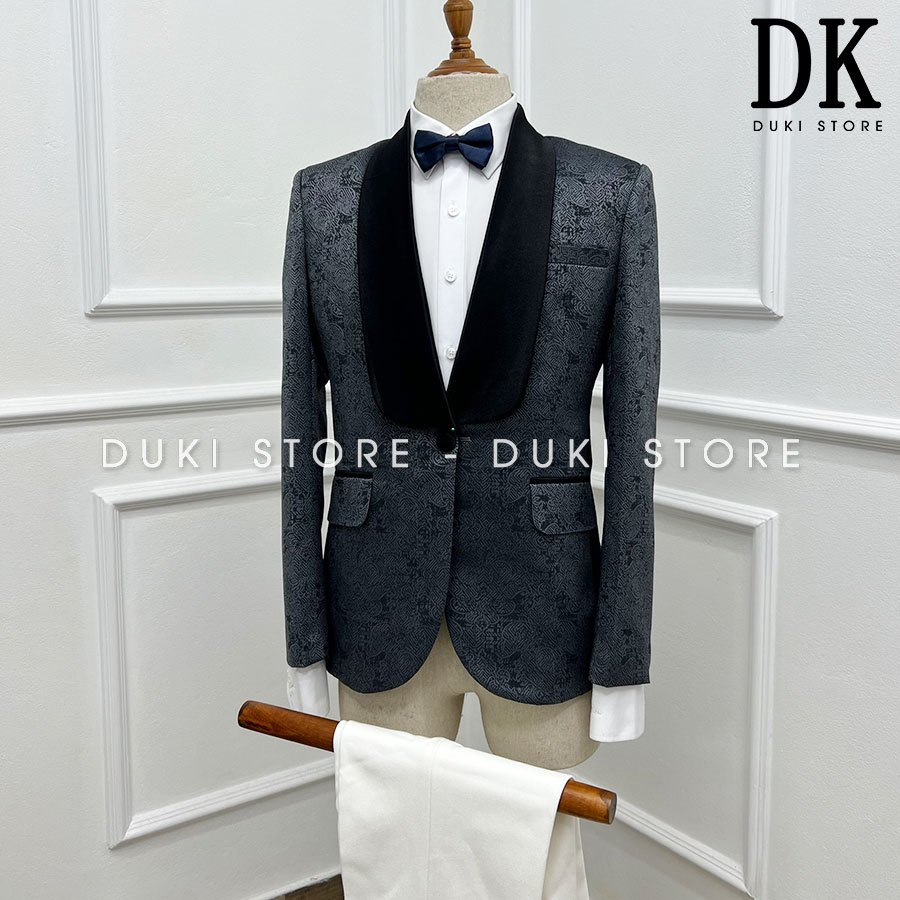 Áo vest nam tuxedo 1 cúc màu đen cực sang DKA0126 - DUKI STORE