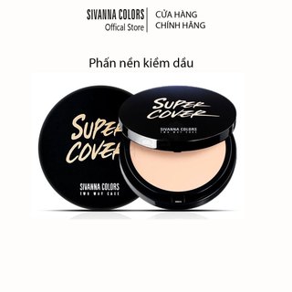 Phấn phủ Super Cover SIVANNA COLORS Two Way Cake dạng nén kiềm dầu 10g HF201