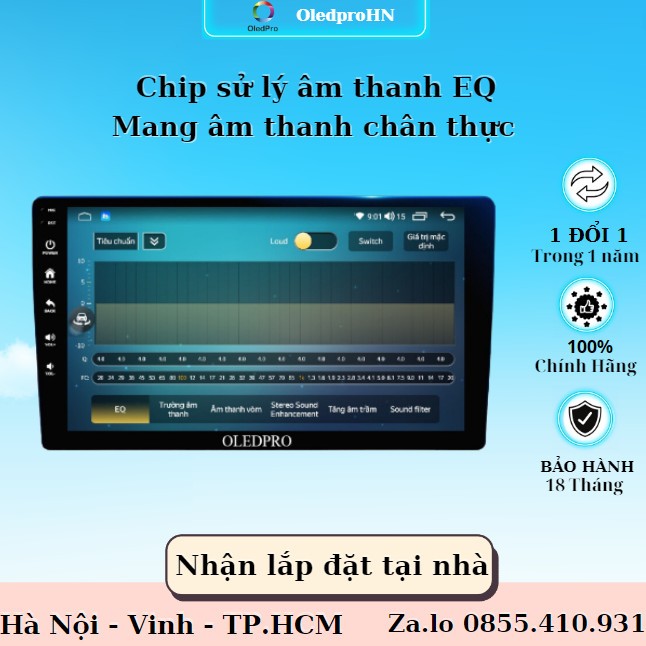 Màn hình android cho ô tô OLEDPRO A5  Ram 2G Rom 32G 8 nhân, có quạt tản nhiệt. Bảo hành chính hãng 18 tháng