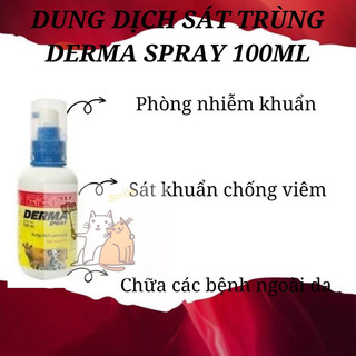 Derma Spray 100ml - Thuố-c xịt tr-ị viêm, ghẻ lở trên da cho chó mèo gia súc