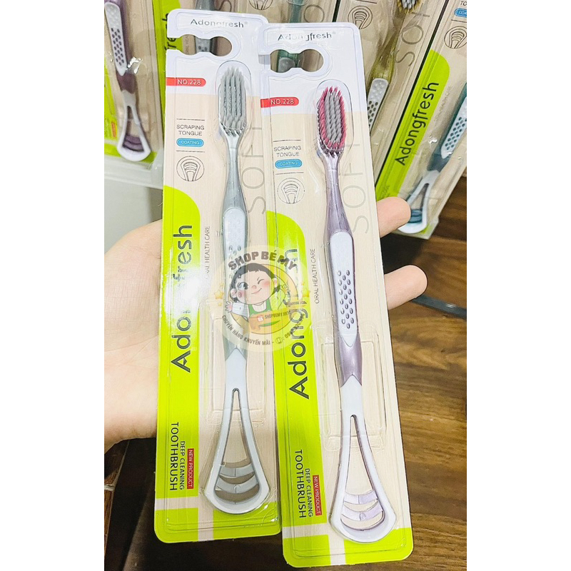 Bàn chải Adongfresh lông mềm Deep Cleanning  2in1 kèm chải lưỡi MSP No.228