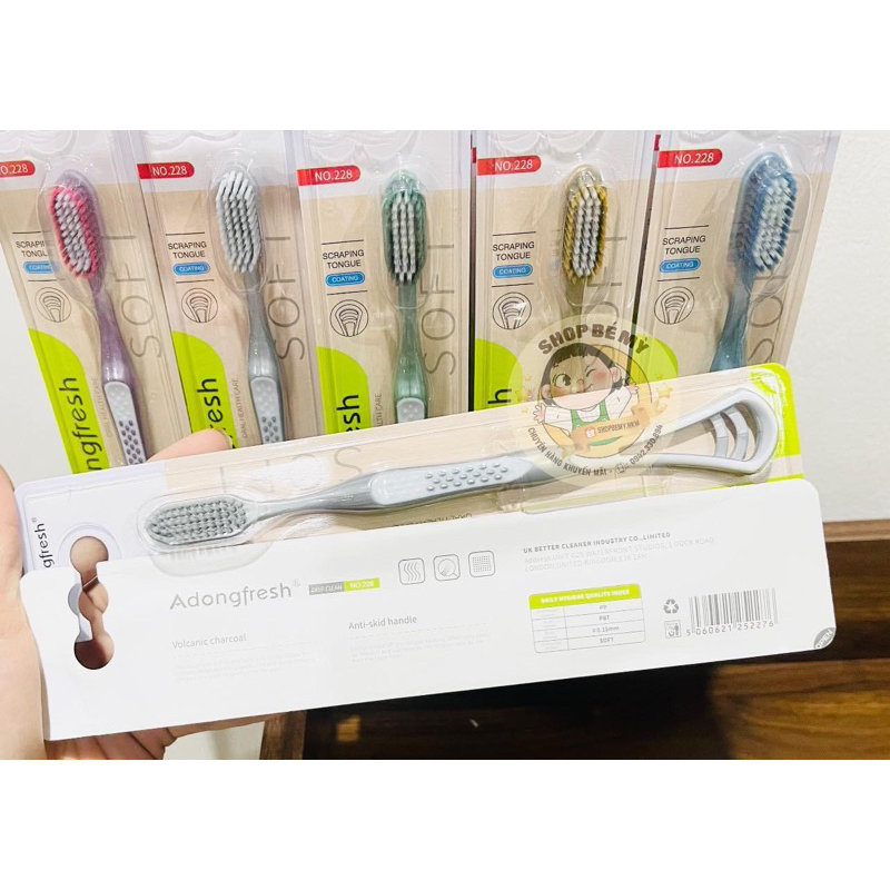 Bàn chải Adongfresh lông mềm Deep Cleanning  2in1 kèm chải lưỡi MSP No.228