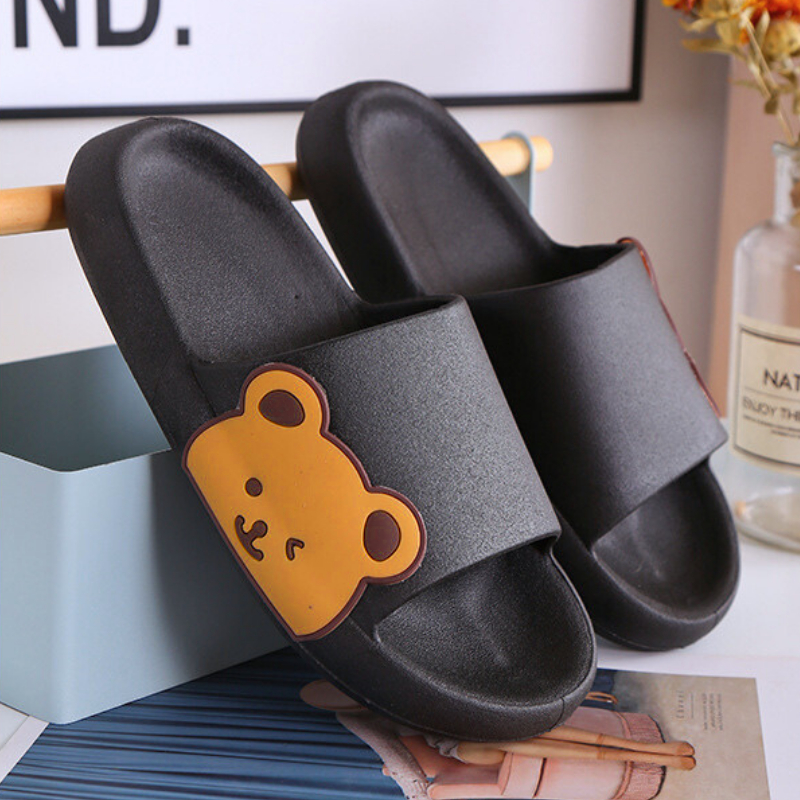 Dép nữ quai ngang đế bánh mì hình gấu nâu dễ thương nhựa đúc bền đẹp chống nước nhẹ êm chân 3Fashion - 3255