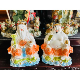 Bộ tượng ông địa thần tài sứ màu - tài địa sứ màu - cao 18cm