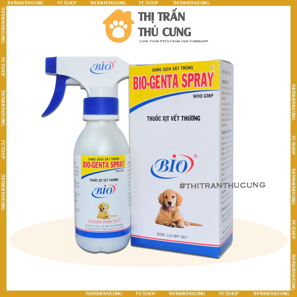 BIO GENTA SPRAY - Dung Dịch Sát Trùng Sử Dụng Trực Tiếp Lên Vết Thương Dành Cho Thú Cưng