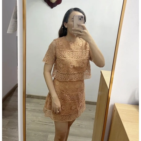 LILAC- Set áo tay ngắn phối chân váy ren Crazyteen NEW TAG