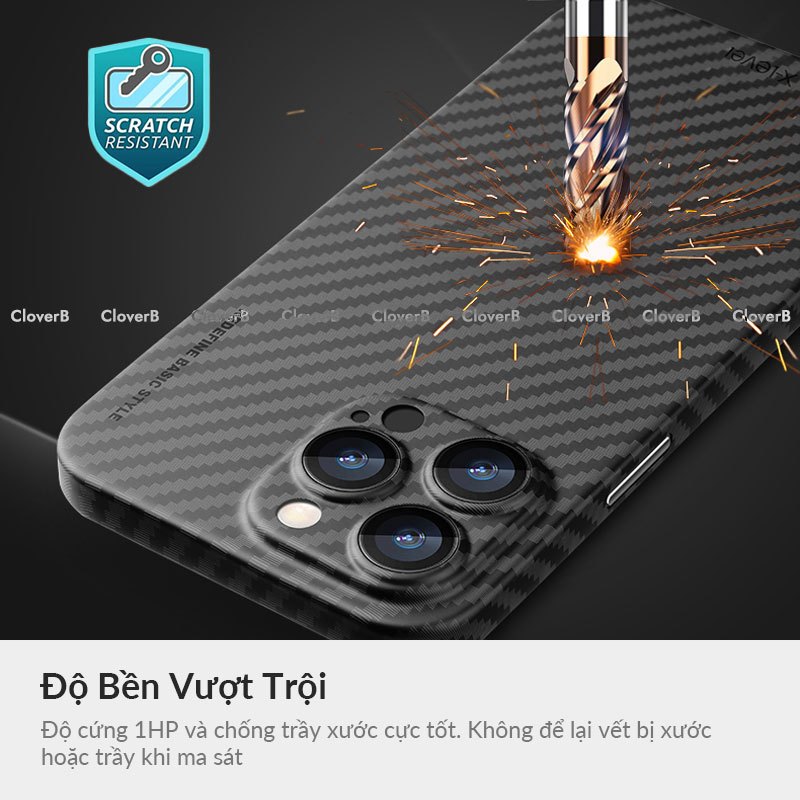 Ốp Carbon Siêu Mỏng X-level Slim Case Dùng cho 15 Pro Max, Ốp Lưng Nhám Không Bám Vân Tay, Bảo Vệ Camera Chống Trầy Xước