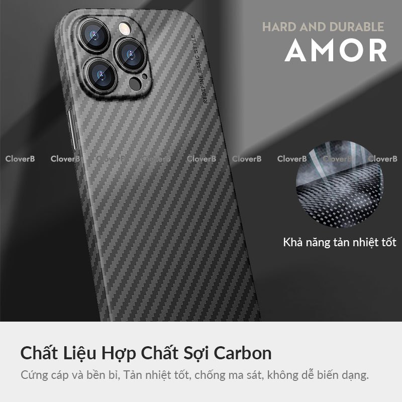 Ốp Carbon Siêu Mỏng X-level Slim Case Dùng cho 15 Pro Max, Ốp Lưng Nhám Không Bám Vân Tay, Bảo Vệ Camera Chống Trầy Xước