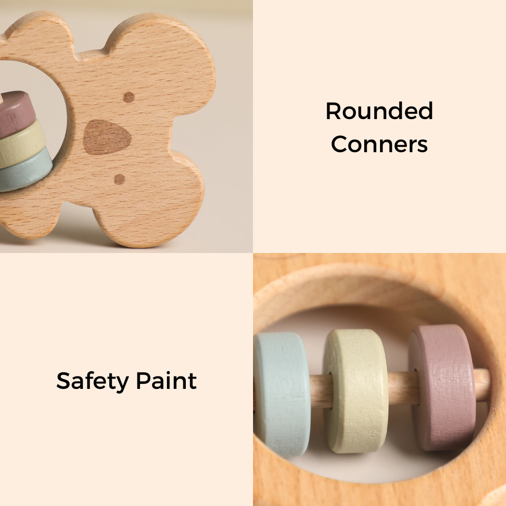 Lục Lạc Gỗ Hình Động Vật Cho Bé Neo Town - Wooden Animals Baby Rattles