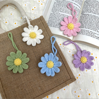 Móc khóa hoa cúc len handmade, móc chìa khóa, móc balo đan thủ công làm quà tặng