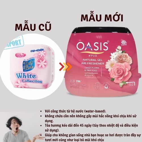Sáp Thơm Oasis Natural Mới thay cho dòng Daily Fresh Cũ Pink Floral 200g hương nhẹ nhàng nữ tính sáp thơm xe hơi sang