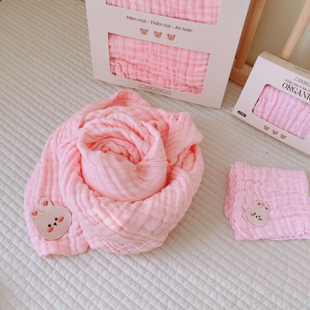 Khăn Sữa, Khăn Tắm 6 Lớp MONONA Kháng Khuẩn Cho Bé