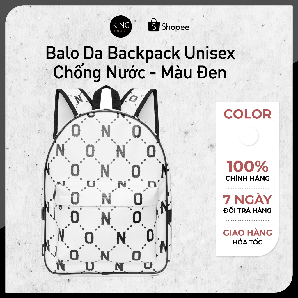Balo Da Backpack Unisex Chống Nước - Màu Trắng