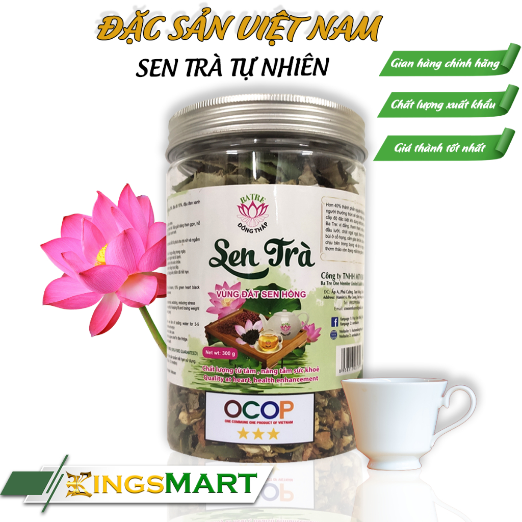 Sen Trà Tự Nhiên Cao Cấp - Thương hiệu Ba Tre - Đặc sản Đồng Tháp - Hũ 500g - Kingsmart