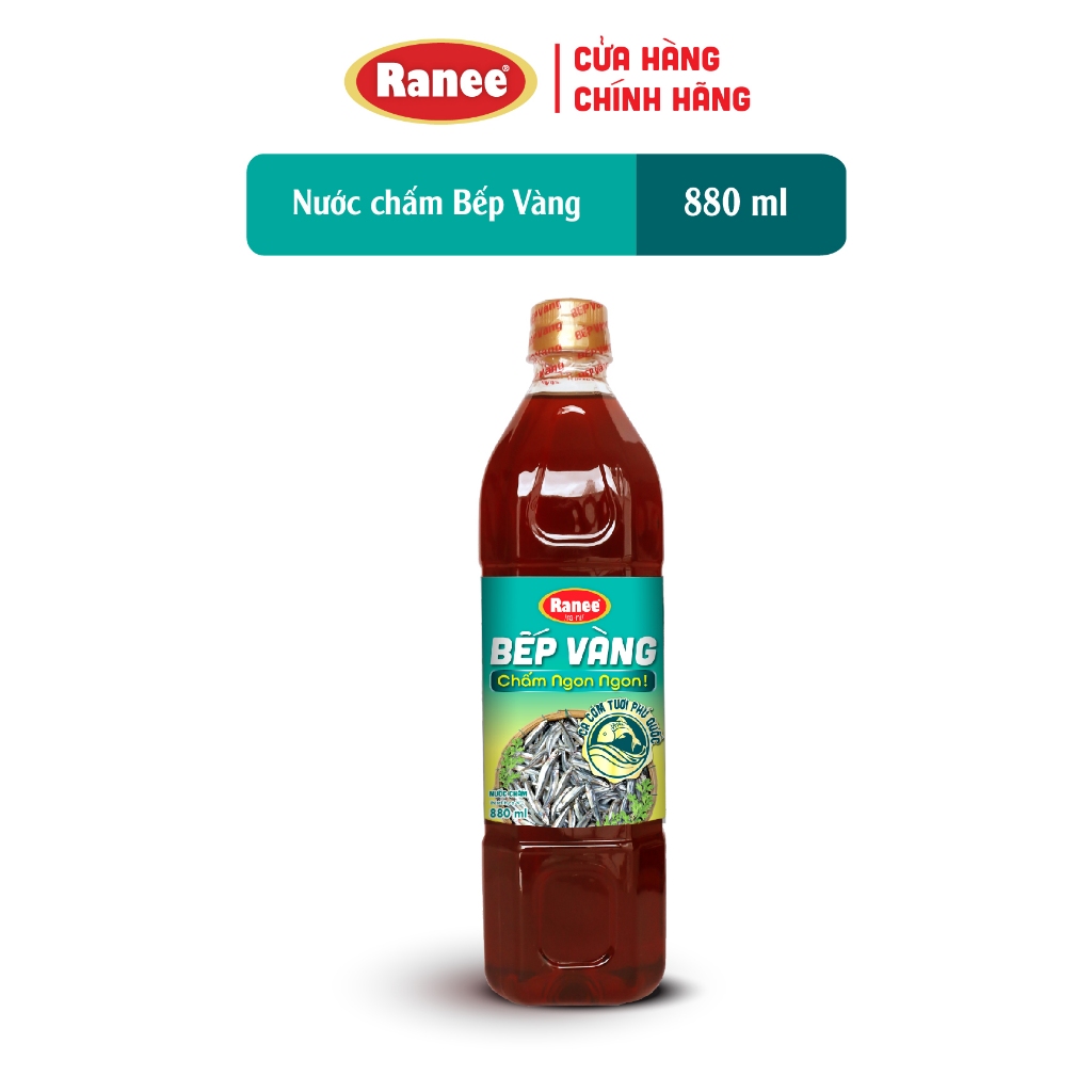 [Mua 1 tặng 1] Nước chấm Cá Cơm Bếp Vàng siêu tiết kiệm 880ml + tặng nước tương 250ml