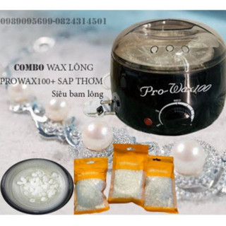 COMBO Nồi Nấu Sáp Cao Cấp Pro Wax 100 + Sáp Thơm Cao Cấp túi 100g + que gỗ wax lông tại nhà