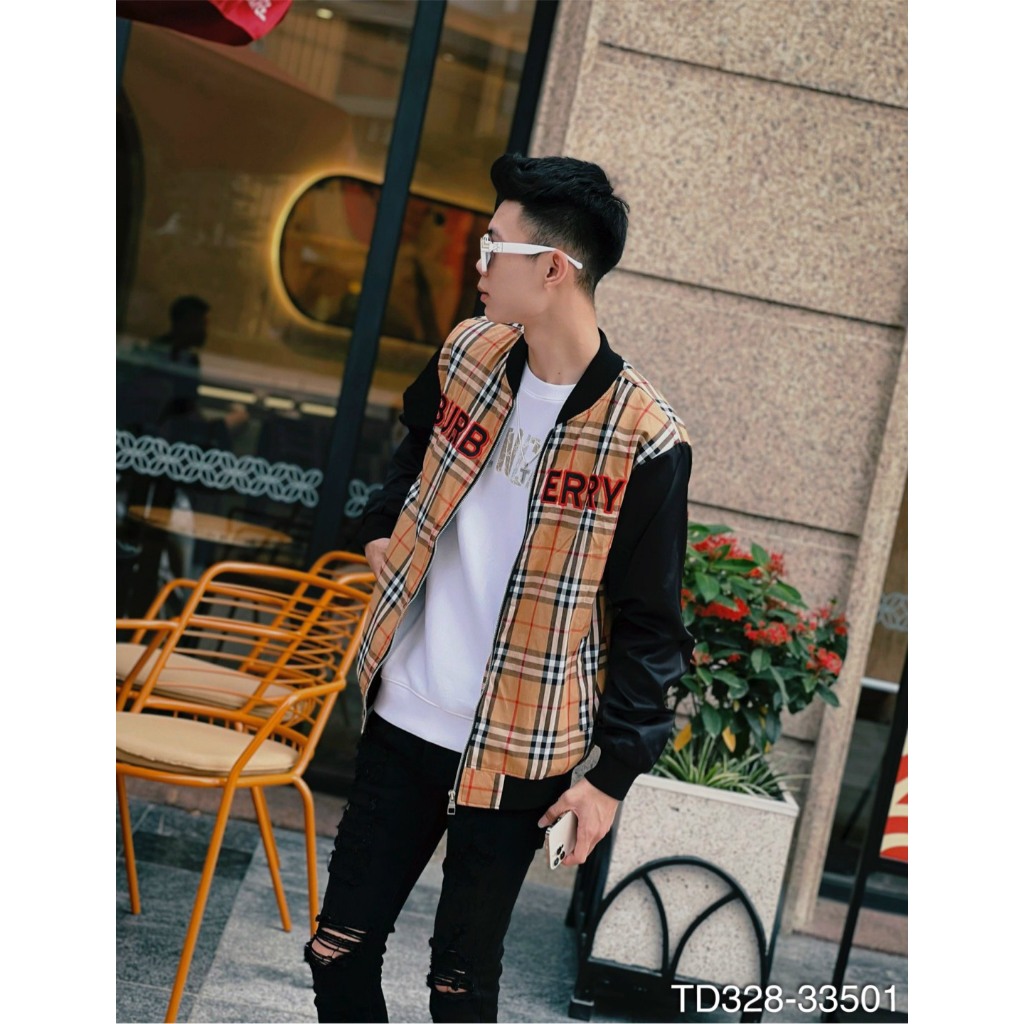 Áo Khoác Kẻ Nam Thêu Chữ Hottrend -Áo Khoác BBR Nam Nữ Mặc Siêu Đẹp