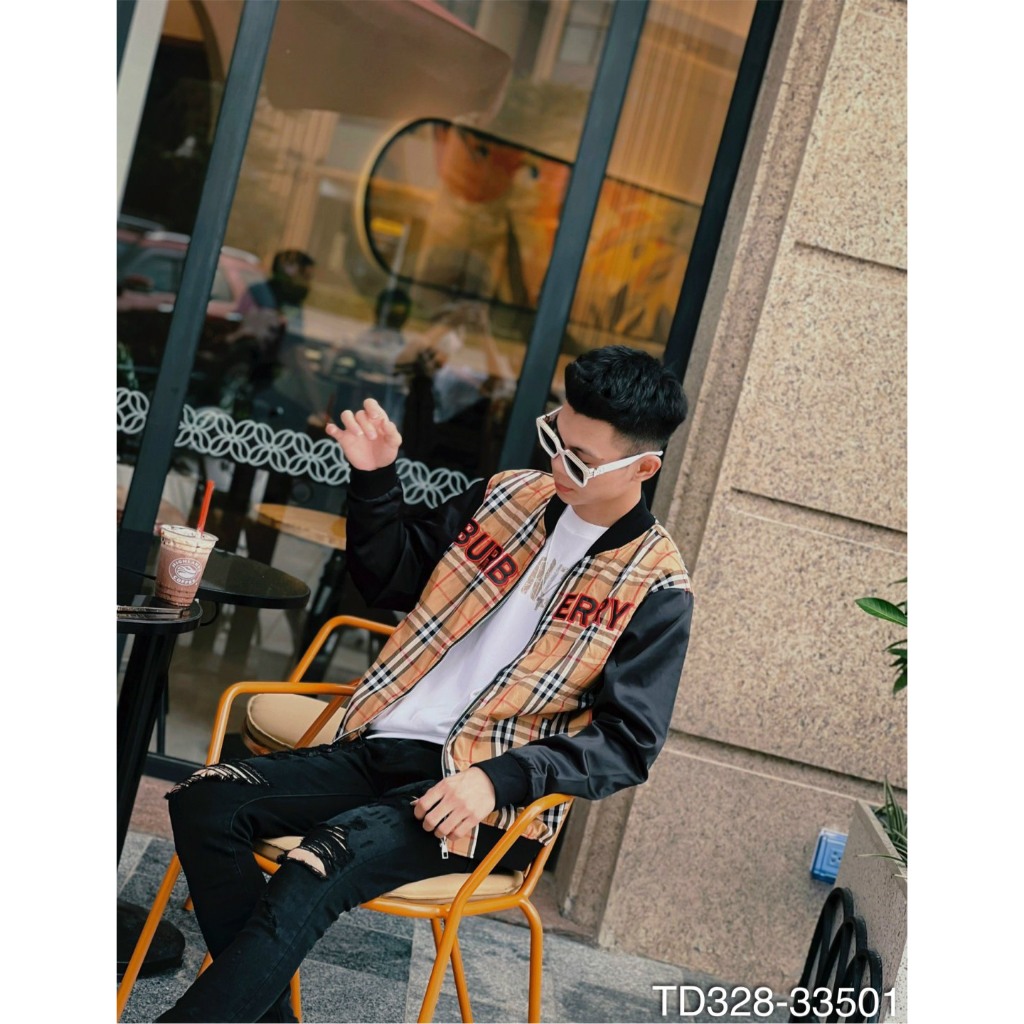 Áo Khoác Kẻ Nam Thêu Chữ Hottrend -Áo Khoác BBR Nam Nữ Mặc Siêu Đẹp