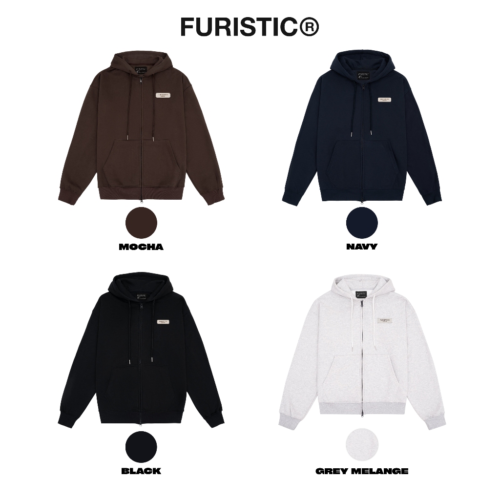 Áo khoác hoodie nỉ khóa kéo zip 2 chiều / FURISTIC® METAL LOGO ZIP HOODIE