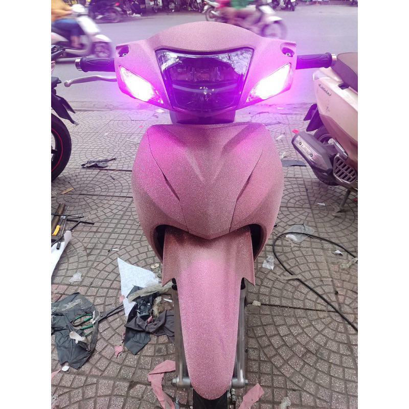 SET 2 CÁNH YẾM XE WAVE DECAL KIM TUYẾN TRẮNG LẤP LÁNH CAO CẤP