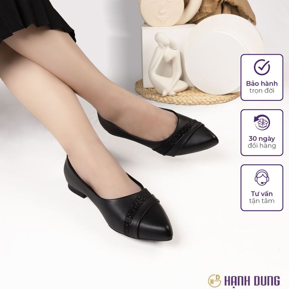 Giày Búp Bê Hạnh Dung HD04771AD ( Màu Đen - Kem )