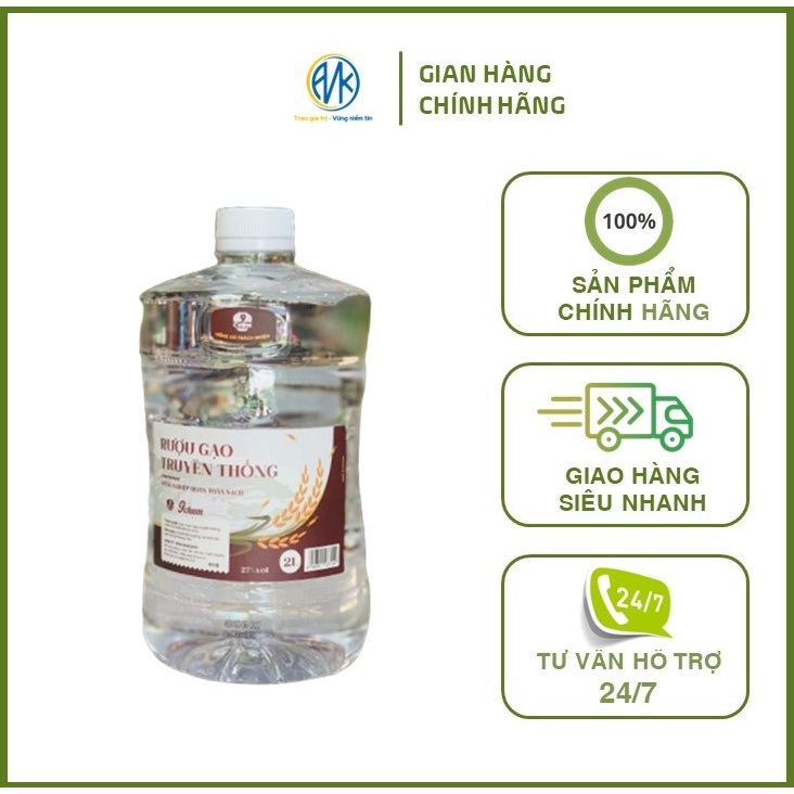 Rượu gạo truyền thống 9Chum bình 2 Lit, được làm tự gạo truyền thống, mang hương vị mùi thơm của gạo lên men.