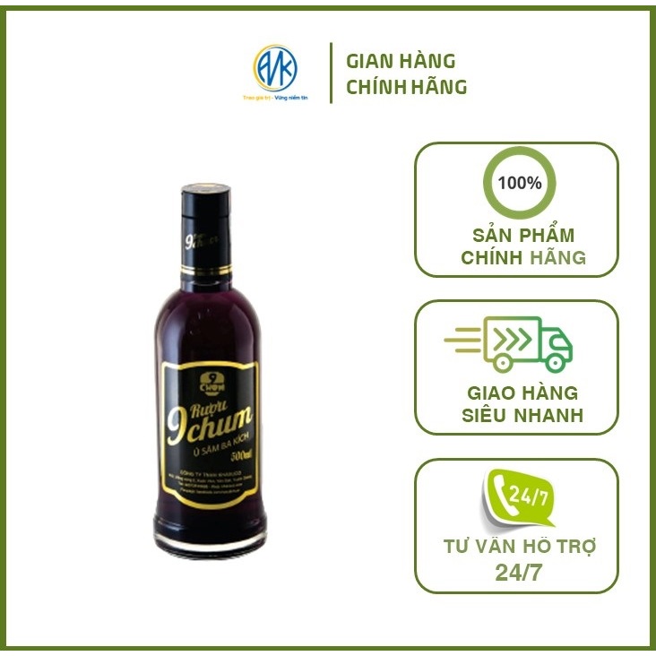 Rượu 9Chum Sâm Ba Kích Chai 500ML
