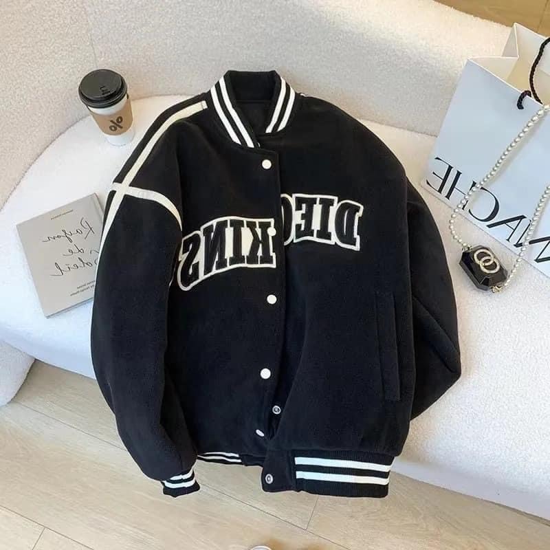 Áo khoác bomber unisex, Áo bomber bóng chày Royalty form rộng chất kaki 2 lớp dày dặn T01