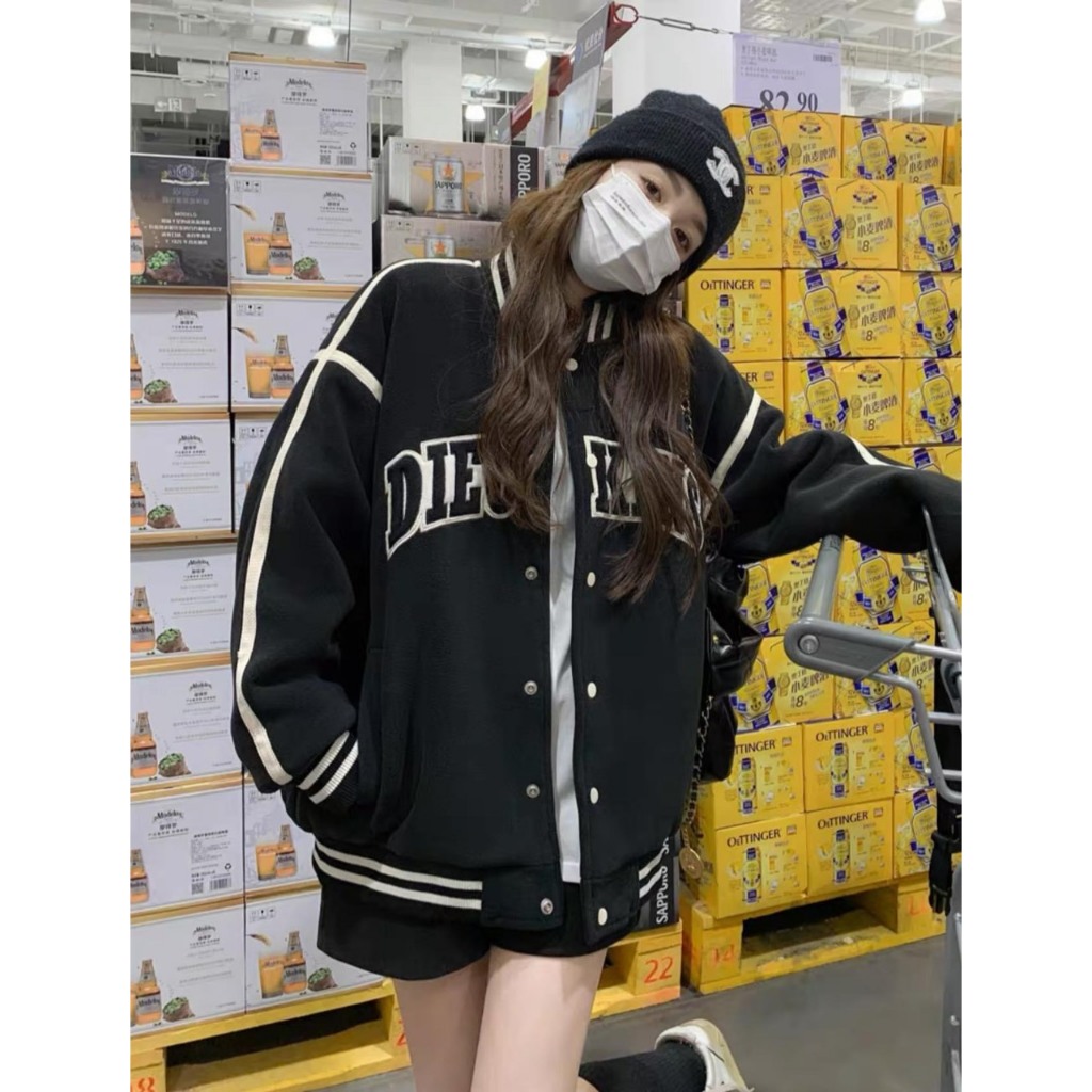 Áo khoác bomber unisex, Áo bomber bóng chày Royalty form rộng chất kaki 2 lớp dày dặn T01