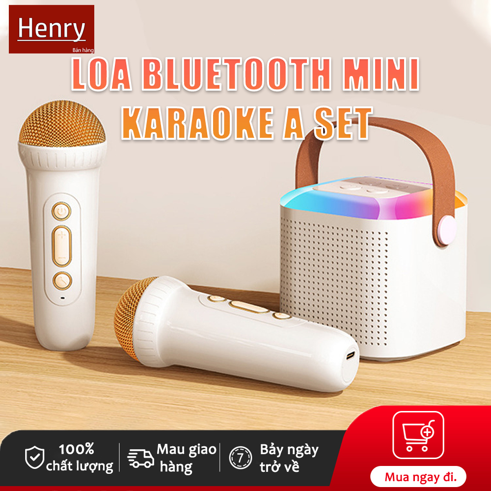 Henry Loa di động, karaoke mini, với 2 micro sạc, loa Bluetooth, có thể sử dụng tai nghe hoặc thẻ nhớ