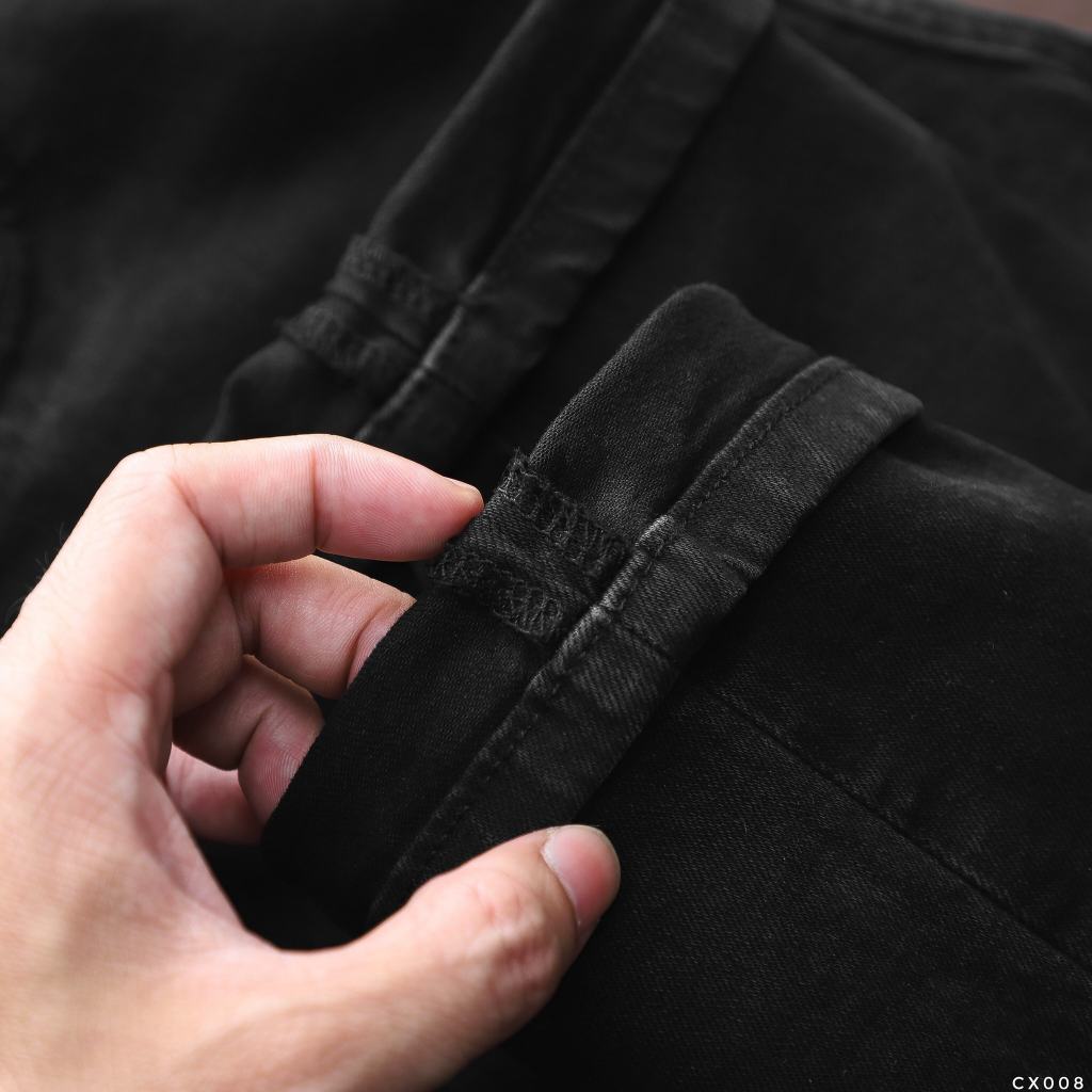 Quần jean dài nam Lcst xám đen đậm wash,Form Slimfit,chất vải co dãn,ống quần 15 - 18cm,hàng VNXK-CX008