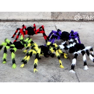 [HALLOWEEN-CÓ HỎA TỐC] Con nhện màu đốm lông xù chân kẽm ĐK 30-90cm TCV-NHEN-03
