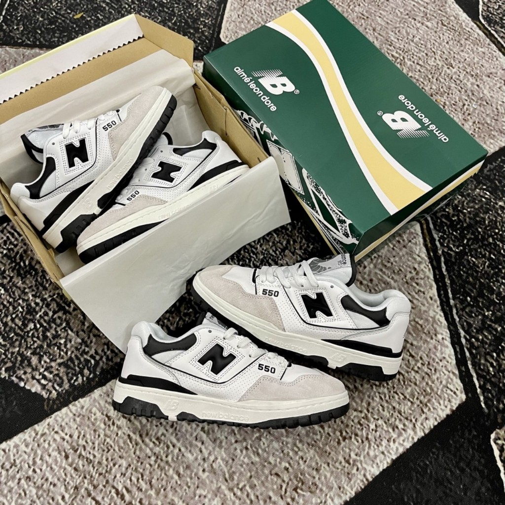 Giày sneaker 550 xanh lá, đen, trắng, Giày thể thao new balance 550 white green + các màu basic dễ phối đồ hot nhất