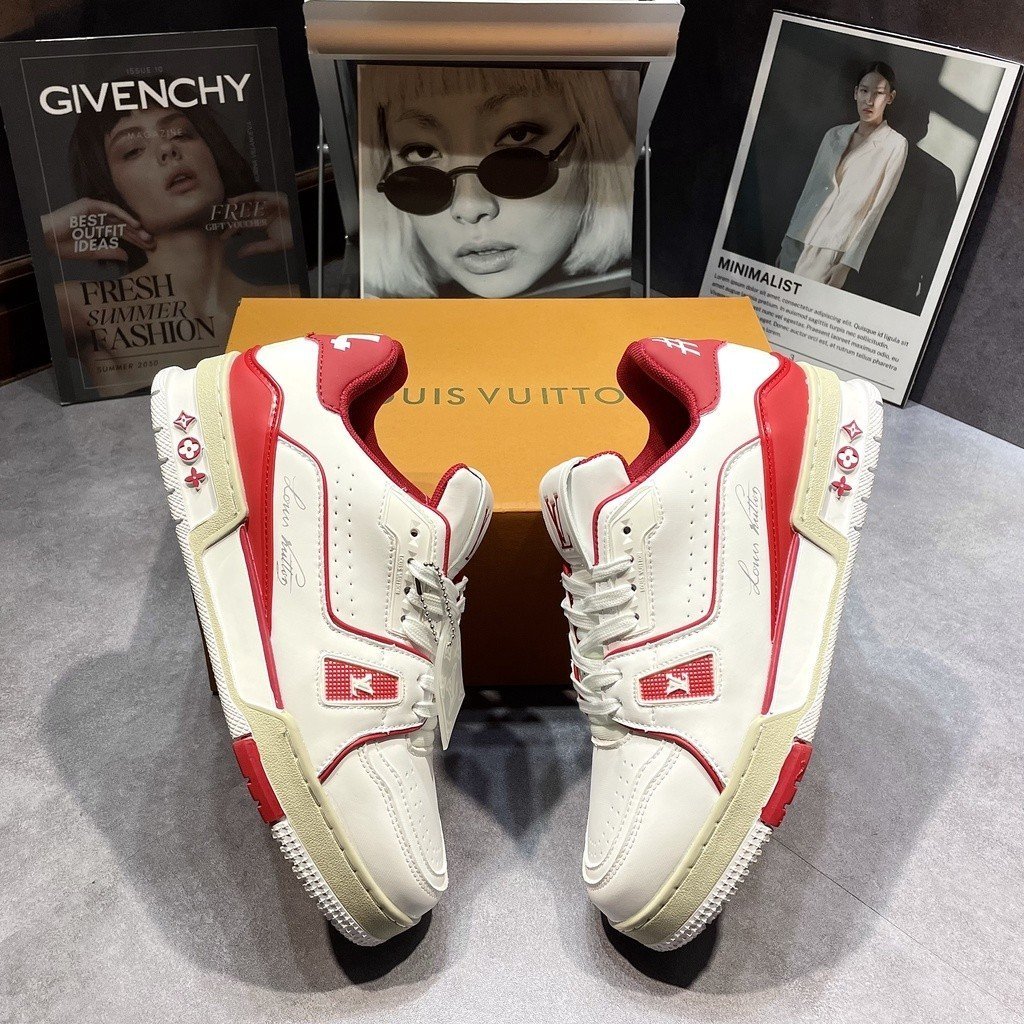 Giày Sneaker LV Trainer 54, Giày thể thao nam nữ lv 54 xanh lá, trắng đen, tôn dáng dễ phối đồ