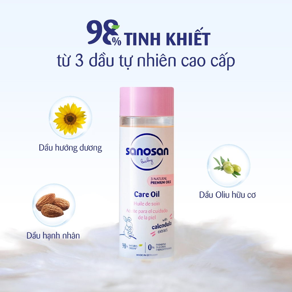 (THÁNG 11 - TẶNG set 2 khăn sữa sợi tre La Pomme) Dầu mát xa Sanosan Baby Care Oil 200ml