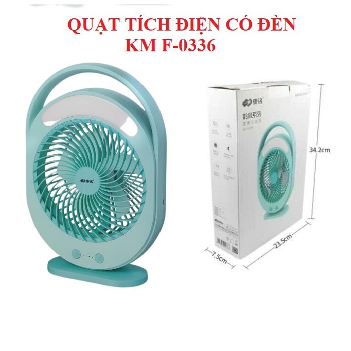 Quạt tích điện F0336 quạt sạc tích điện để bàn có đèn led 3 chế độ gió pin 4500Mah dùng liên tục 8h tặng dây sạc 5W