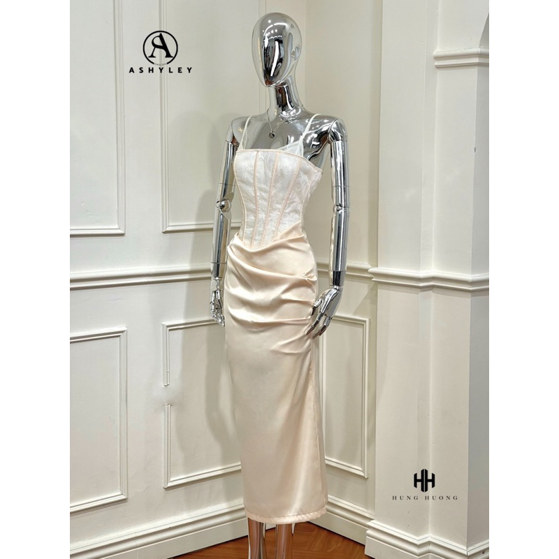 Váy corset ren phối lụa ngọc trai - Ashyley