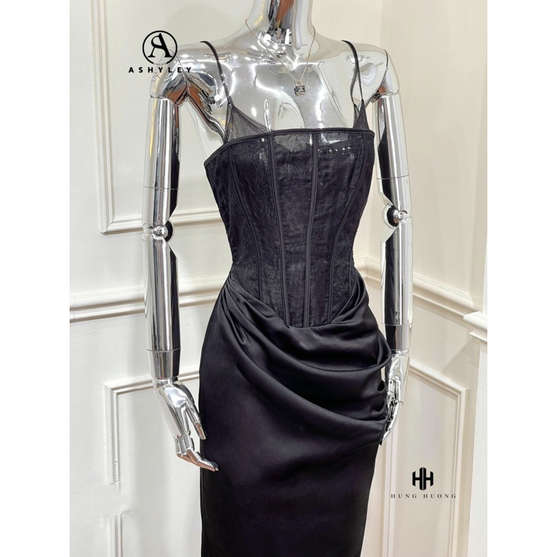 Váy corset ren phối lụa ngọc trai - Ashyley