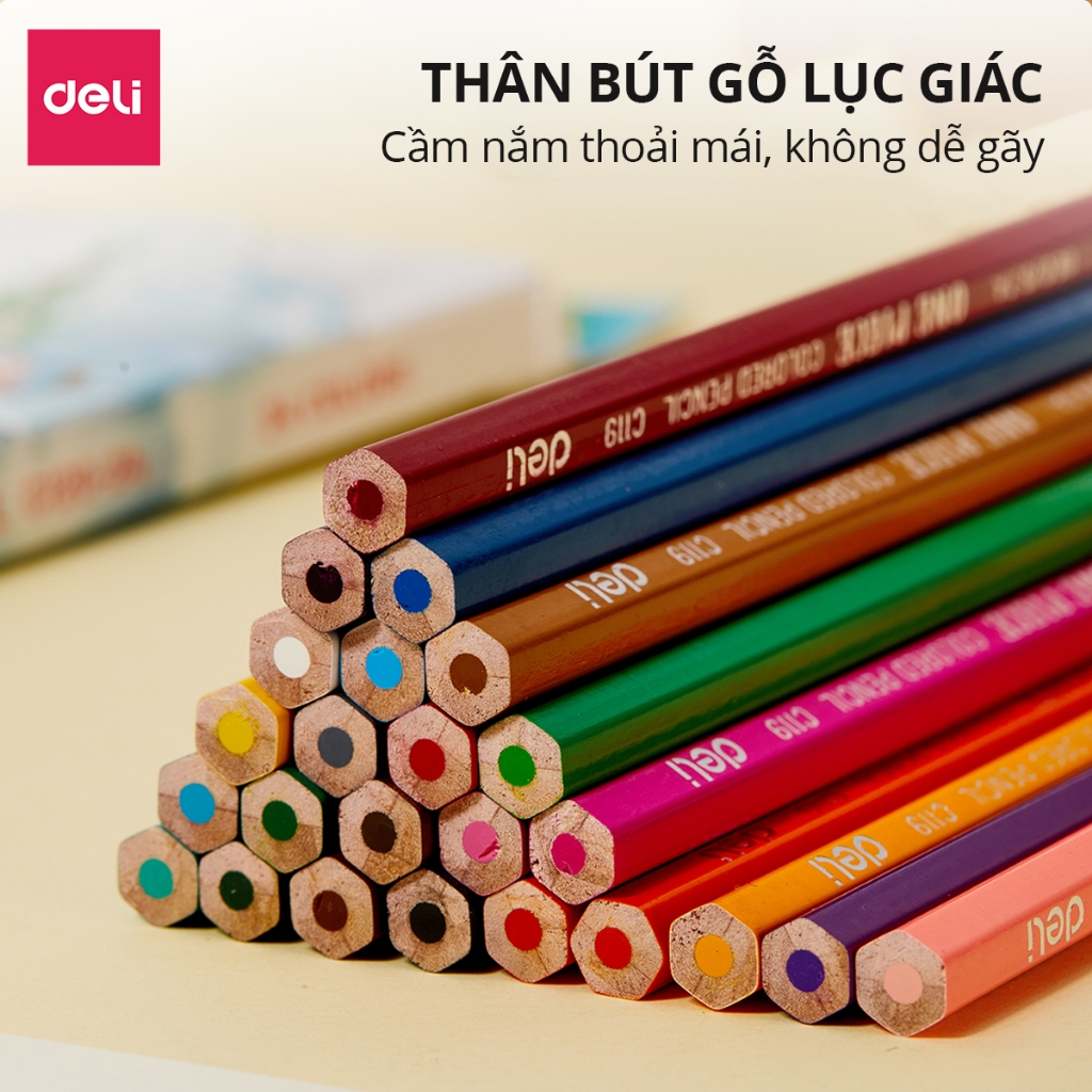 Bút Chì Màu Dạng Cốc Học Sinh Dễ Thương One Piece Deli - 12/18/24/36 Màu Sắc Tươi Sáng An Toàn Tô Màu Vẽ Tranh Tập Viết