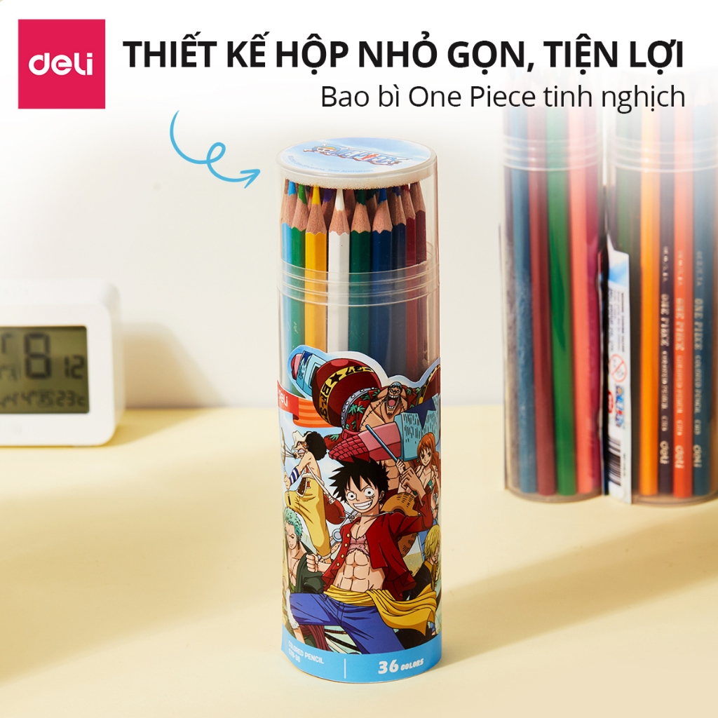 Bút Chì Màu Dạng Cốc Học Sinh Dễ Thương One Piece Deli - 12/18/24/36 Màu Sắc Tươi Sáng An Toàn Tô Màu Vẽ Tranh Tập Viết