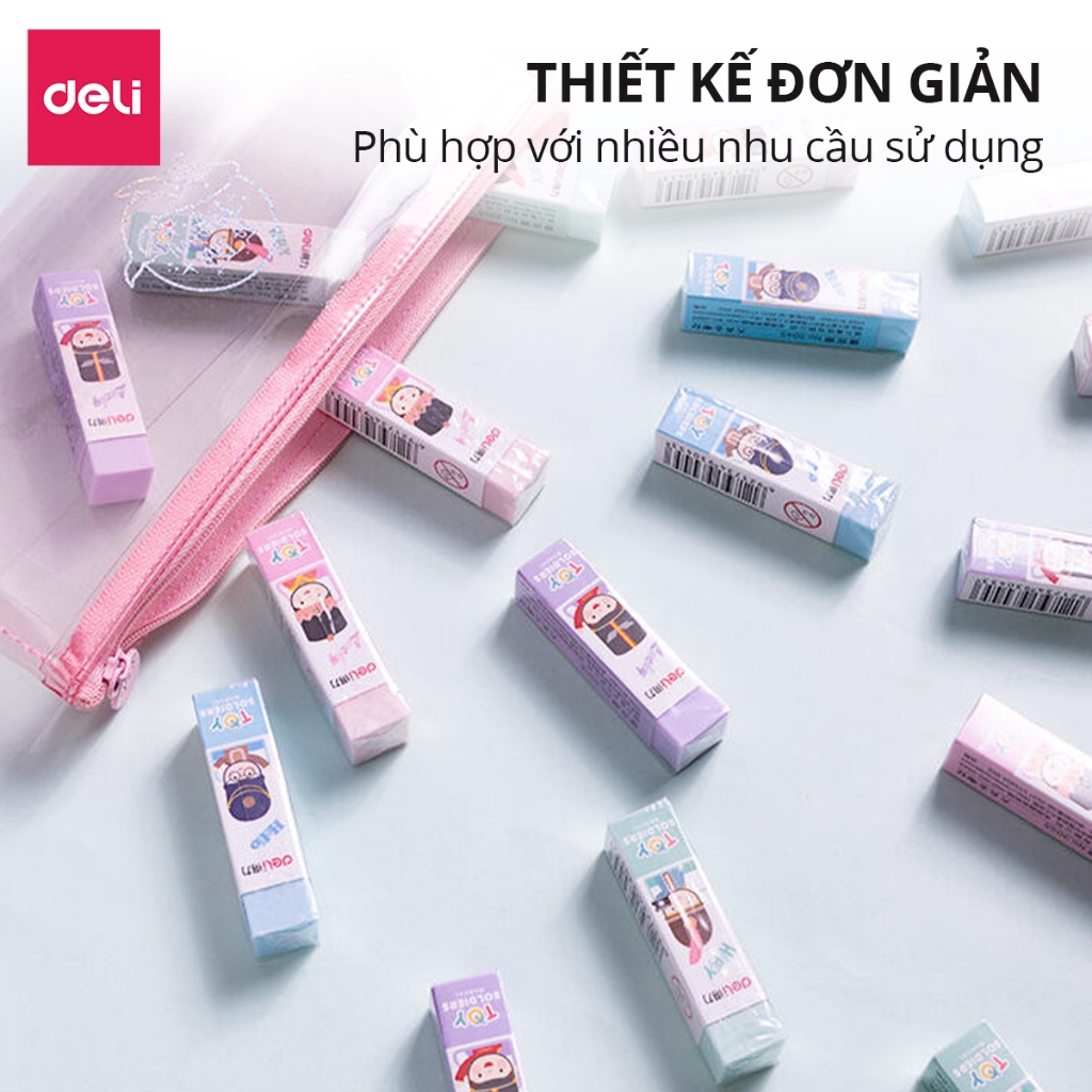 Gôm Tẩy chì hình chú lính chì Deli - Màu pastel - Tẩy sạch, ít vụn, không mòn giấy - An toàn, phù hợp học sinh, trẻ em