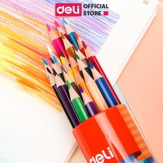 Bút Chì Màu Học Sinh Dạng Cốc Deli Kèm Gọt - 12/24/36 Màu Sắc Tươi Sáng An Toàn Tô Màu Vẽ Tranh Thiết Kế Mỹ Thuật