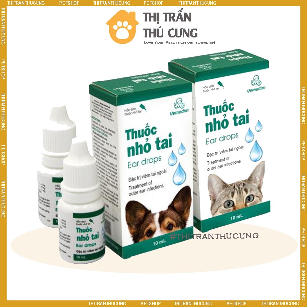 Vemedim Ear drops - Dung dịch nhỏ tai giảm viêm tai ngoài cho chó mèo 10ml