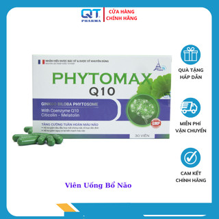 Viên bổ não Ginko biloa Phytomax Q10 - Giúp Tăng Cường Tuần Hoàn Máu, Phòng ngừa di chứng sau tai biến ( Hộp 30 viên)