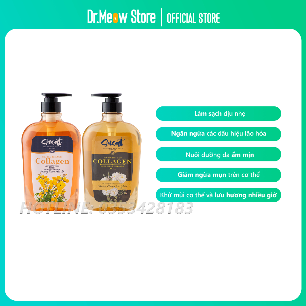Sữa tắm SuSoft 700ml tinh chất Collagen, Hương nước hoa Pháp🌺Da khỏe, sạch sâu🌺Hương nước hoa quyến rũ.